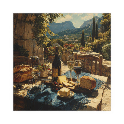 Mediterranean Vineyard Table Landscape - Silk Paper Print