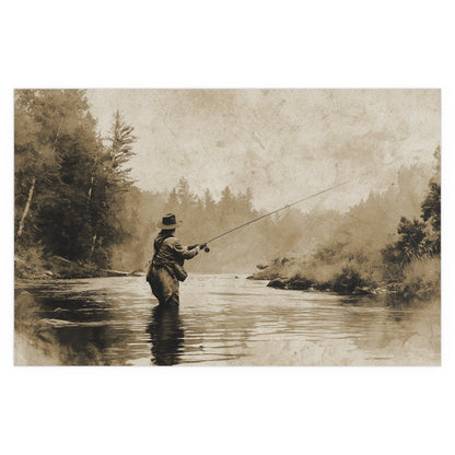 Vintage Fly Fishing - Silk Paper Print