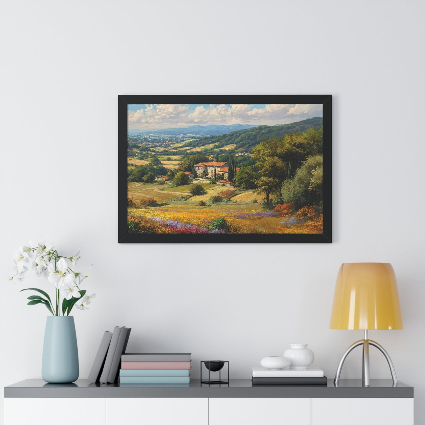 Tuscan Countryside Landscape Wall Art - Framed Art Print