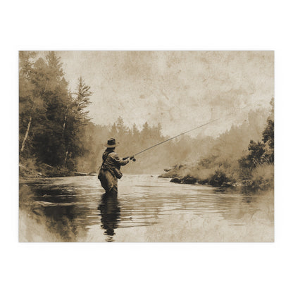 Vintage Fly Fishing - Silk Paper Print