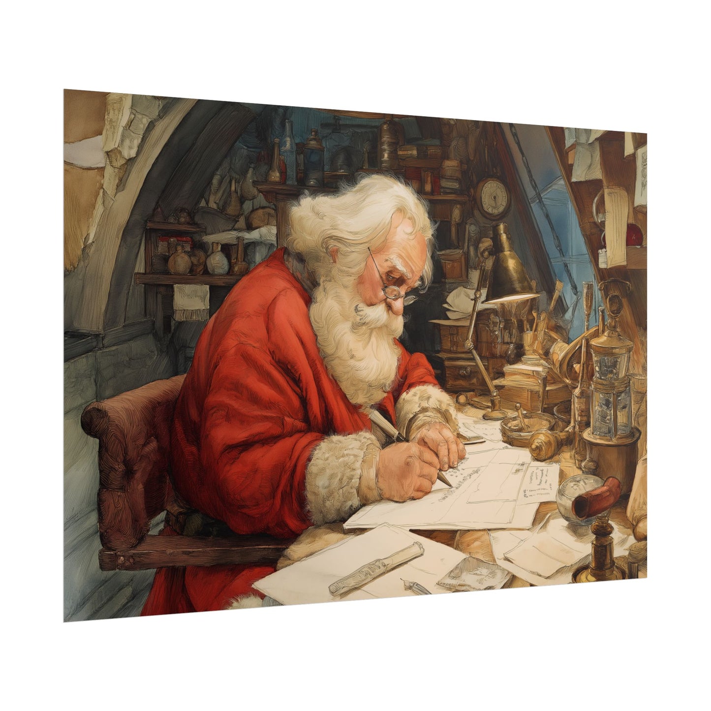 Rolled Poster - Santa Workshop Whimsical Holiday Decor