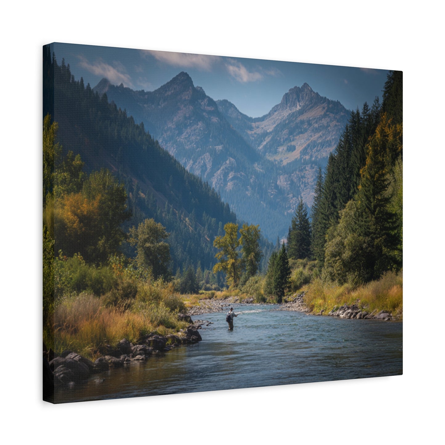 Canvas Art - Mountain Stream Fly Fishing
