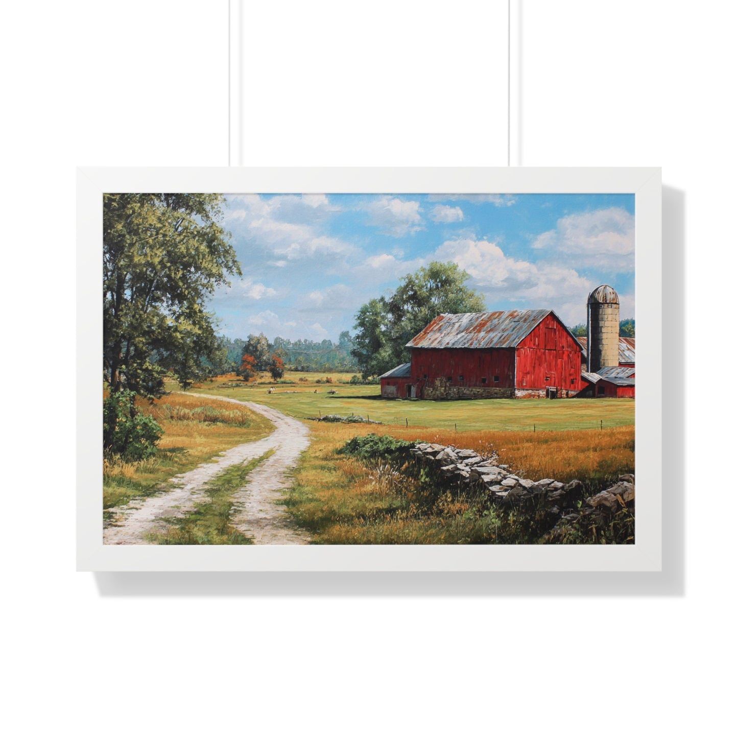 Rustic Red Barn Landscape - Framed Print