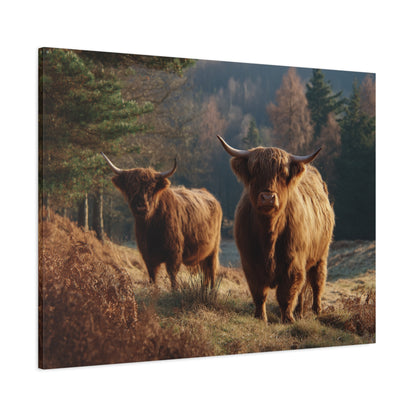 Highland Cattle Matte Canvas Print — Rustic Farmhouse Wall Art