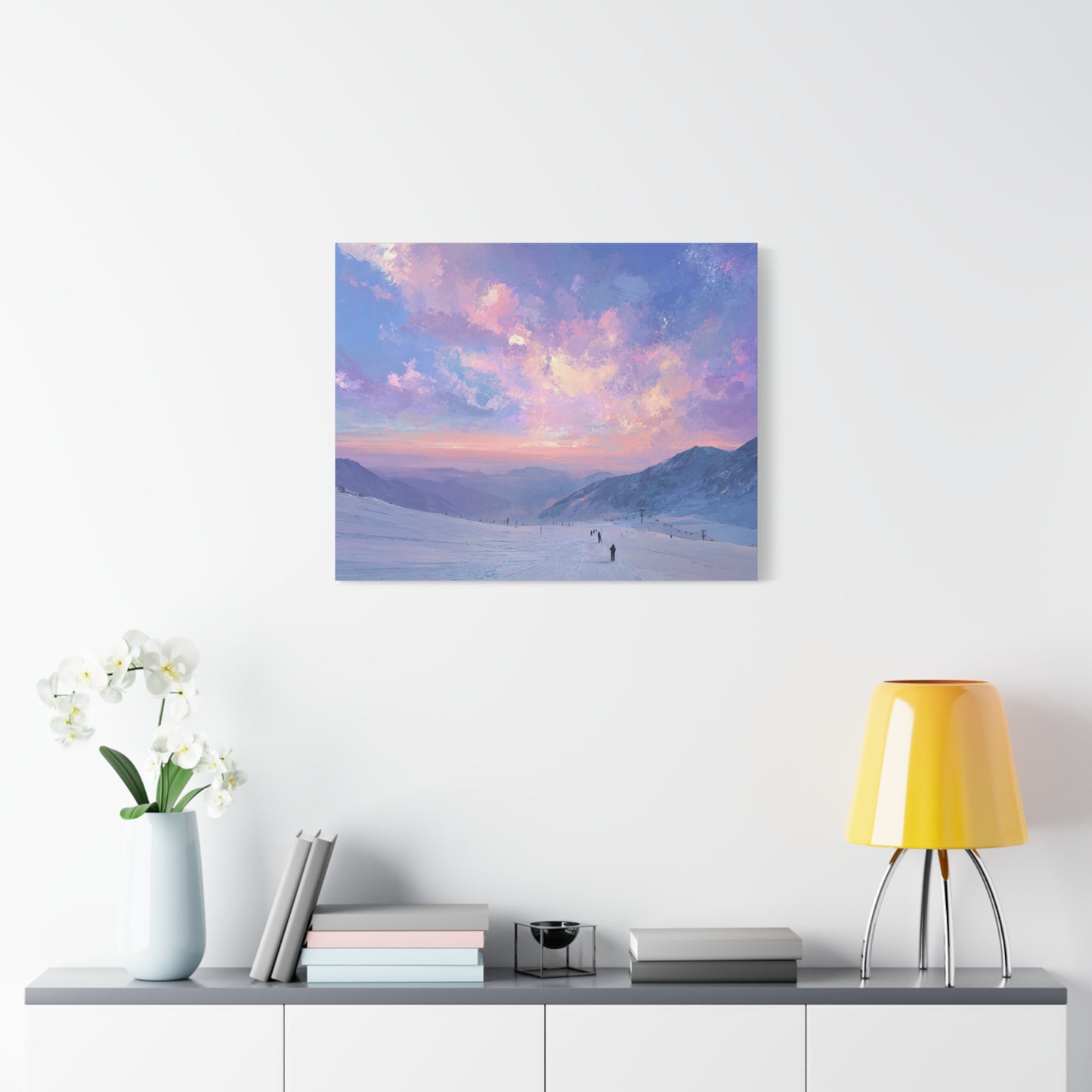 Canvas Art - Skiing Last Run of the Day Landscape