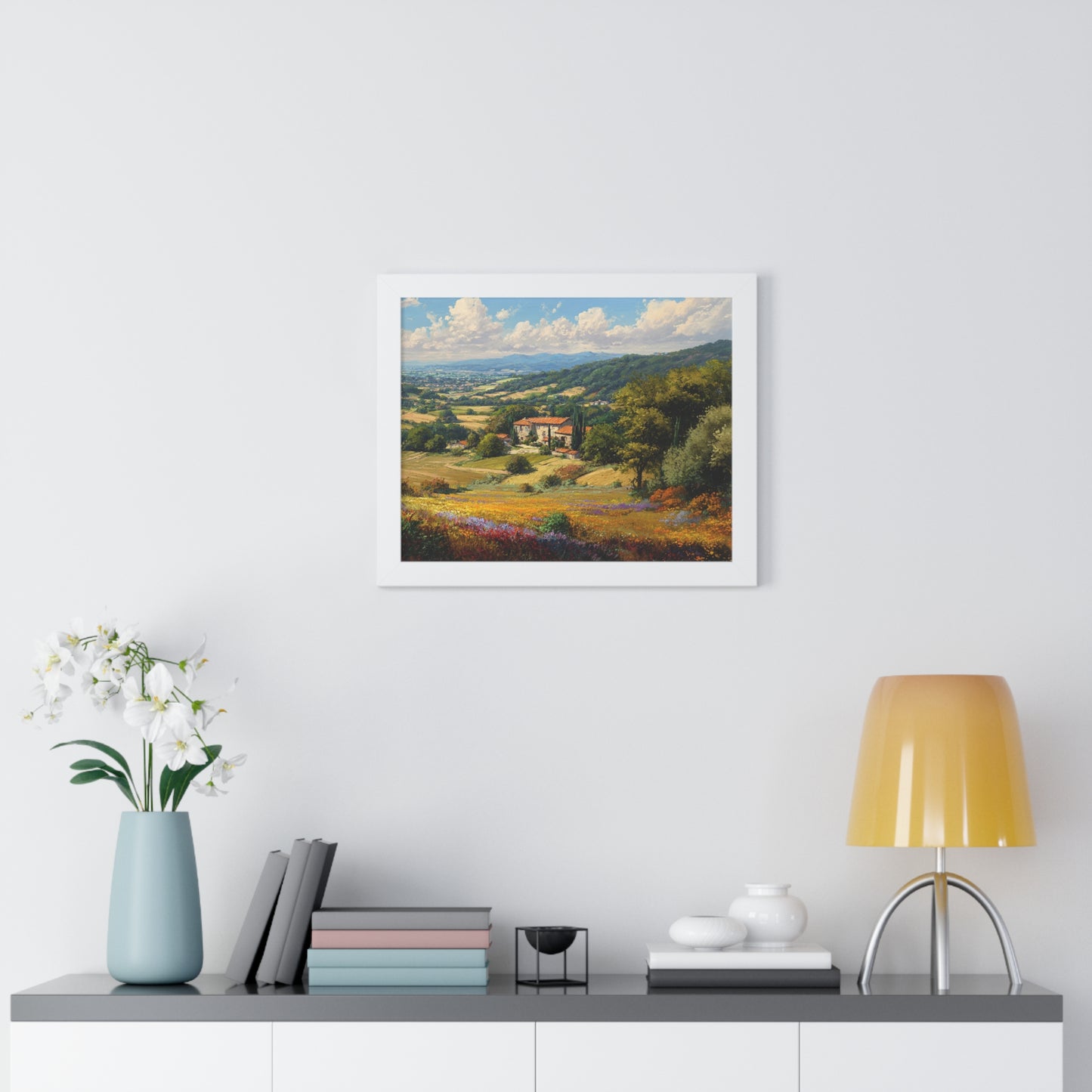 Tuscan Countryside Landscape Wall Art - Framed Art Print