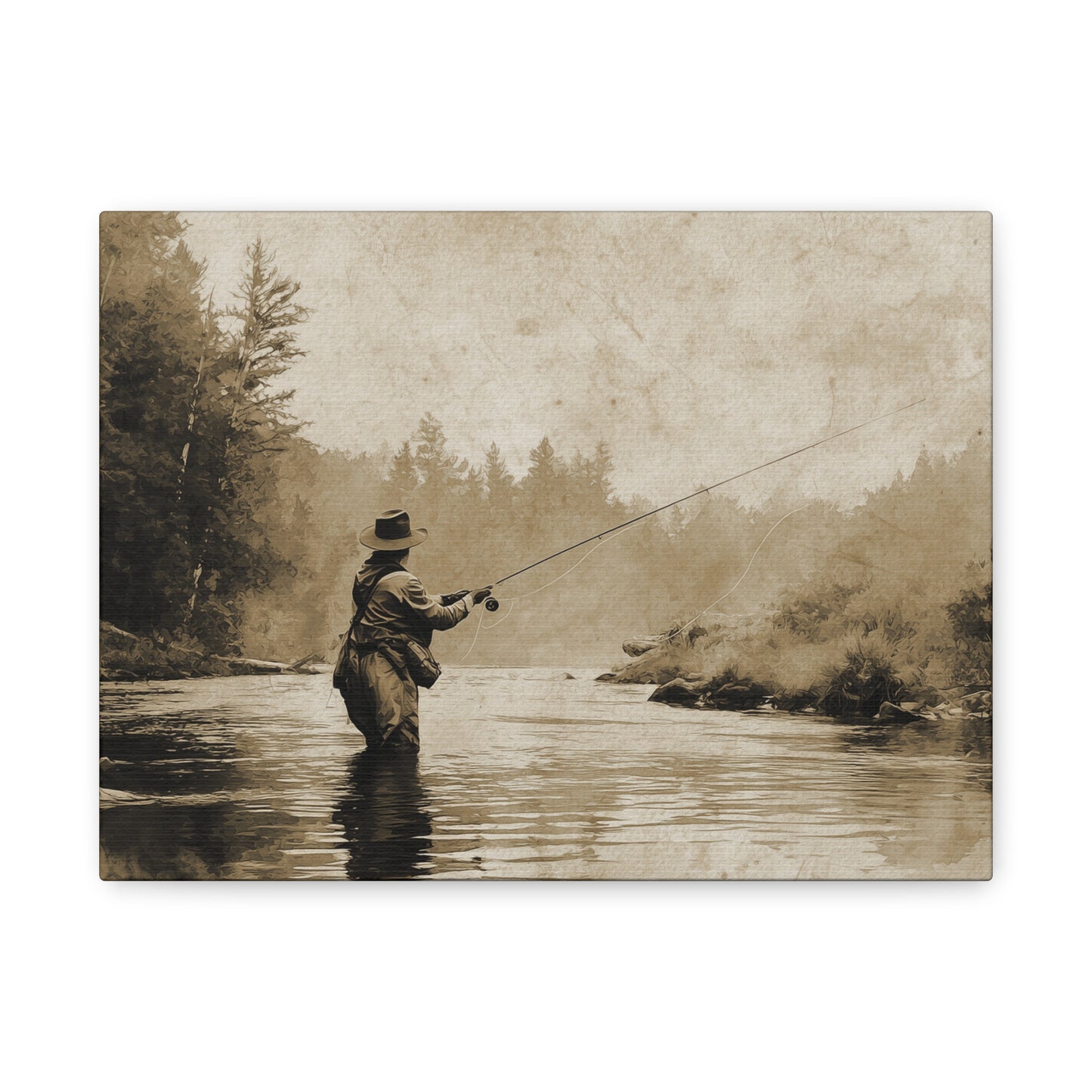 Vintage Fly Fishing Canvas Art 