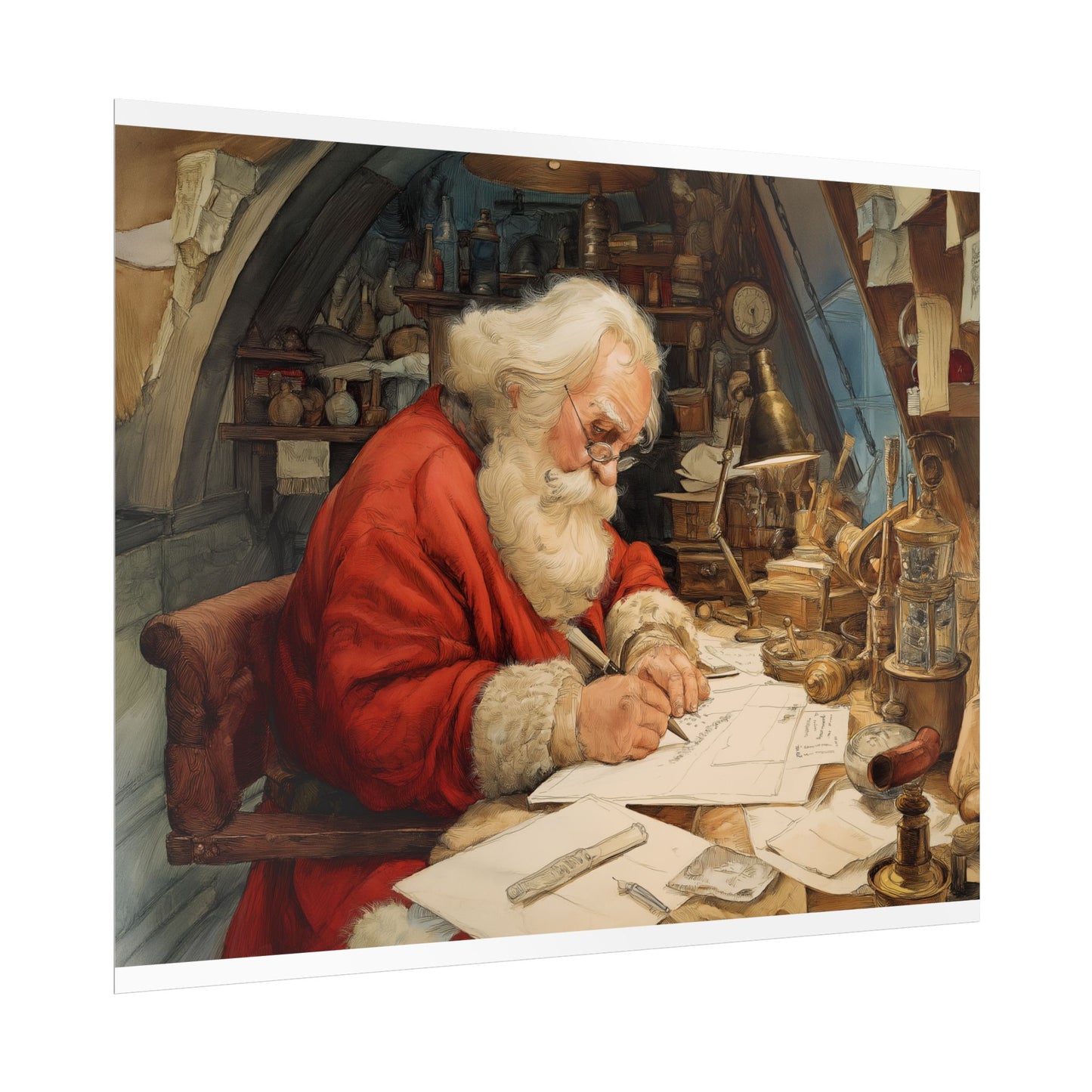 Rolled Poster - Santa Workshop Whimsical Holiday Decor