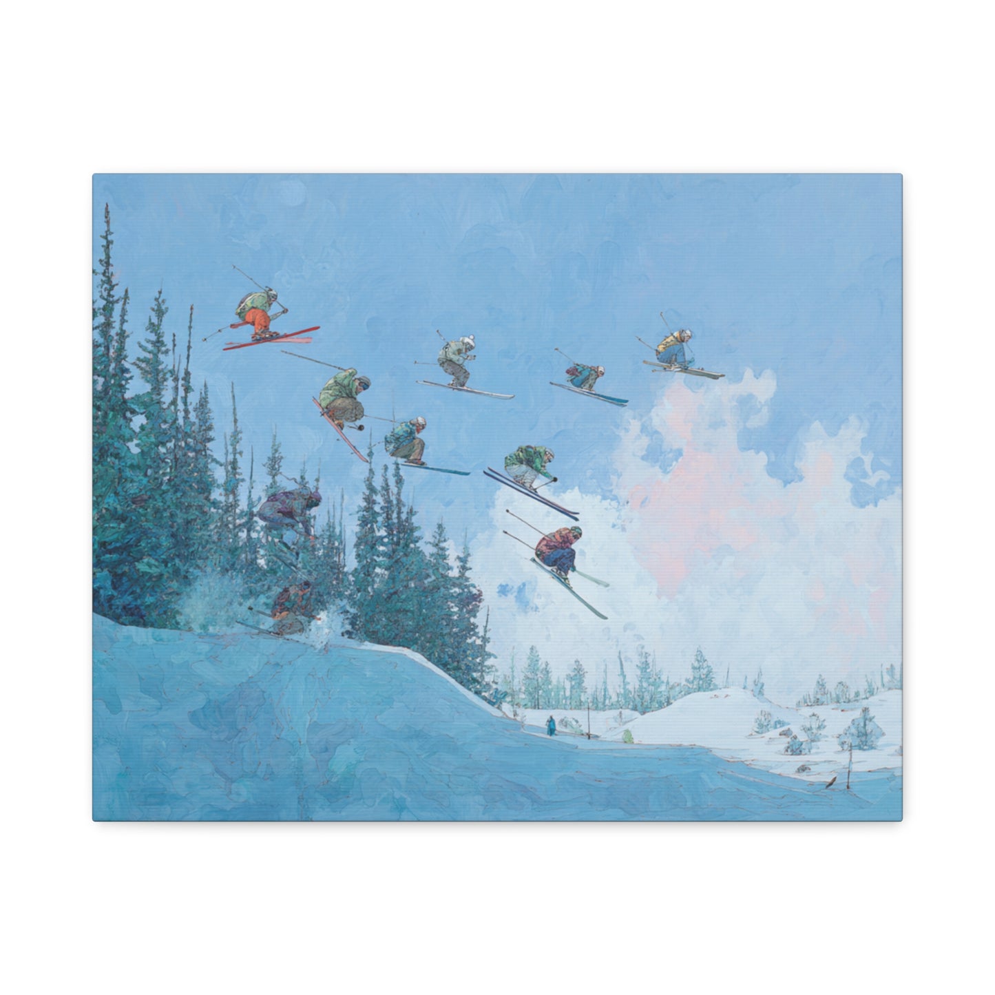 Canvas Print, Skiers Delight Jump Sequence Matte Wall Art, Skiers Gift, Skiing Decor, Winter Sports Poster, Ski Lodge Decoration