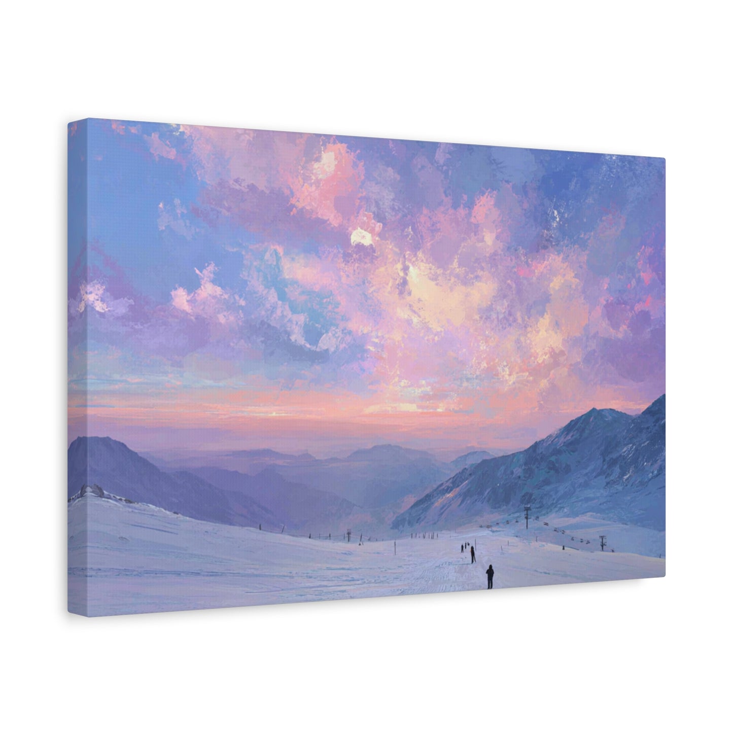 Canvas Art - Skiing Last Run of the Day Landscape