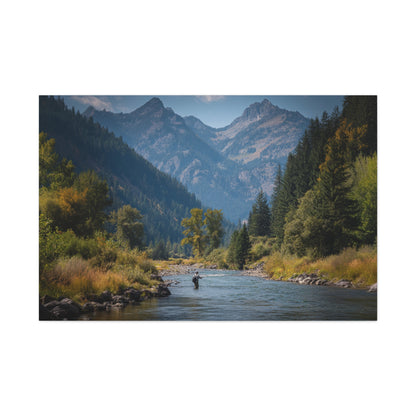 Canvas Art - Mountain Stream Fly Fishing
