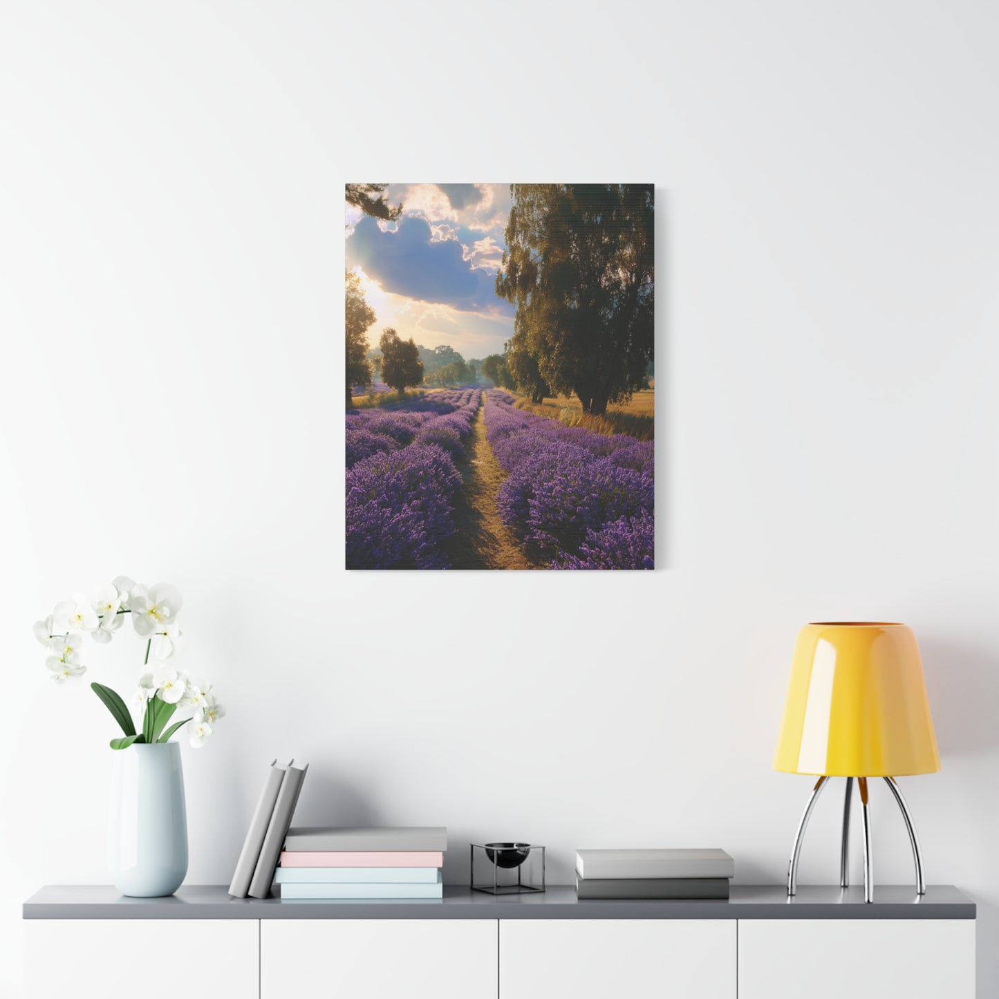 Lavender Field Vertical Canvas Print — Serene Floral Landscape Wall Art