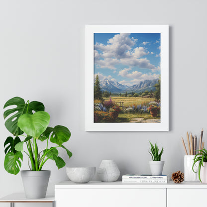 Mountain Meadow Landscape Vertical Print — Framed Wall Art