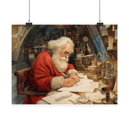 Rolled Poster - Santa Workshop Whimsical Holiday Decor