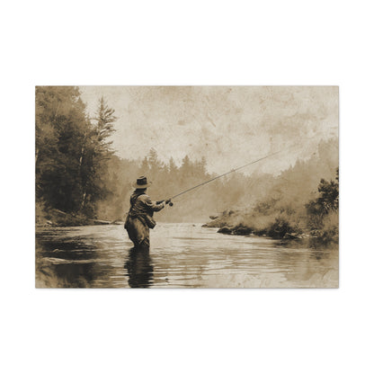 Vintage Fly Fishing Canvas Art 