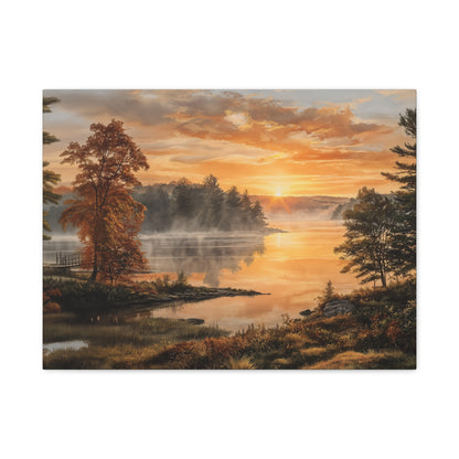 Autumn Sunrise Lake Canvas Print