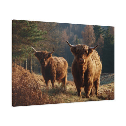 Highland Cattle Matte Canvas Print — Rustic Farmhouse Wall Art