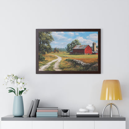 Rustic Red Barn Landscape - Framed Print
