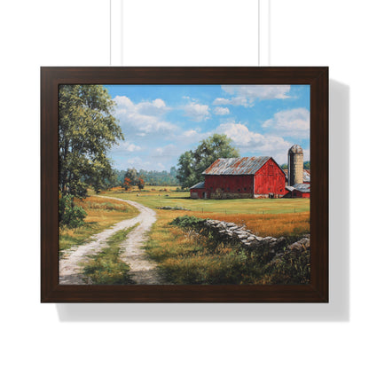 Rustic Red Barn Landscape - Framed Print