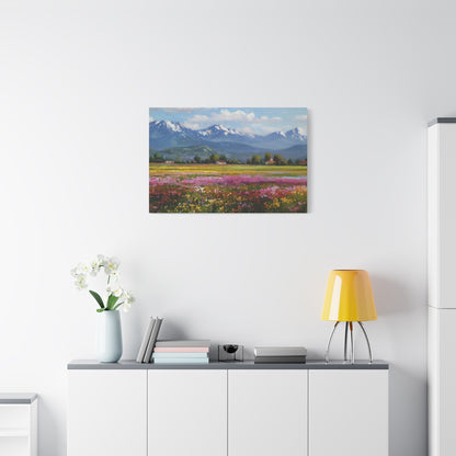 Canvas Print - Impressionist Mountain Landscape with Flowers
