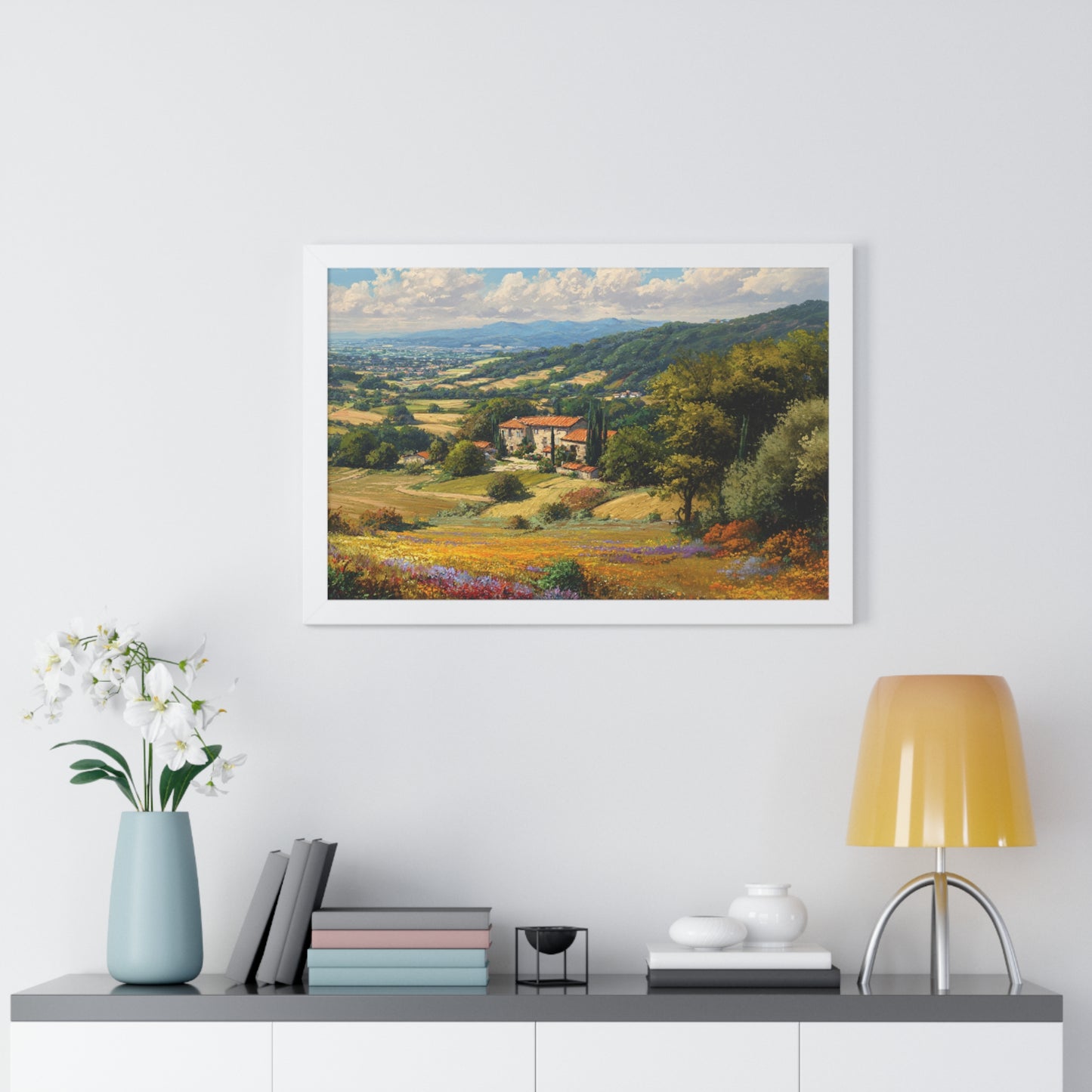 Tuscan Countryside Landscape Wall Art - Framed Art Print