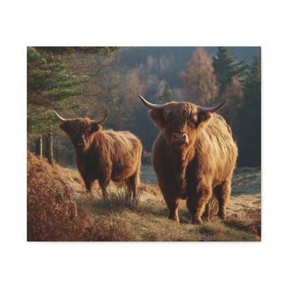 Highland Cattle Matte Canvas Print — Rustic Farmhouse Wall Art