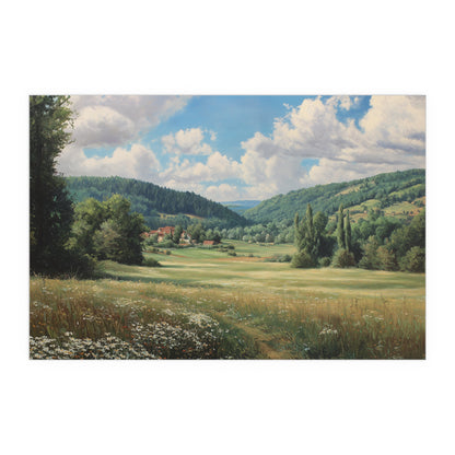 French Countryside Meadow — Silk Paper Print