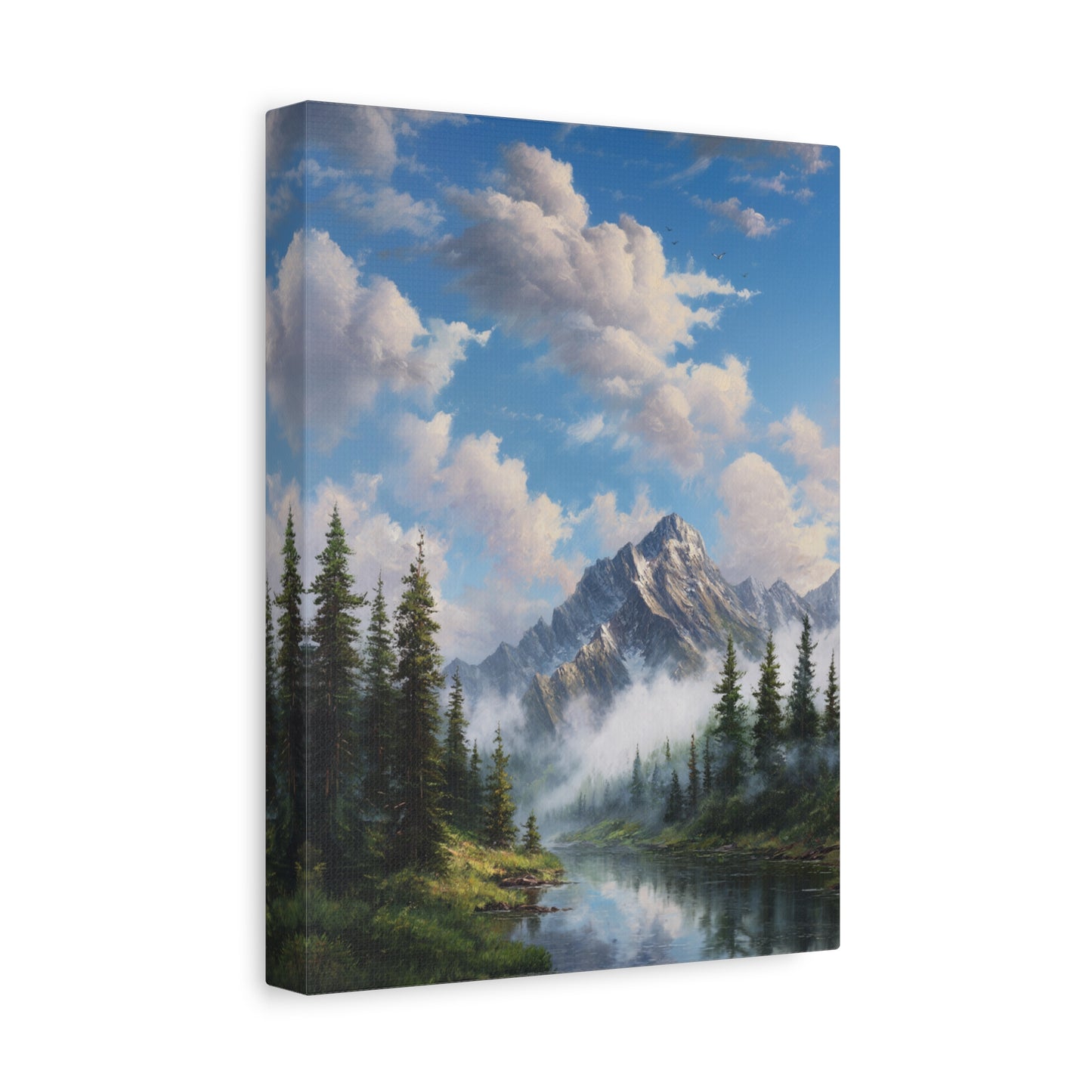 Mountain Lake Canvas Print — Serene Alpine Landscape Wall Art