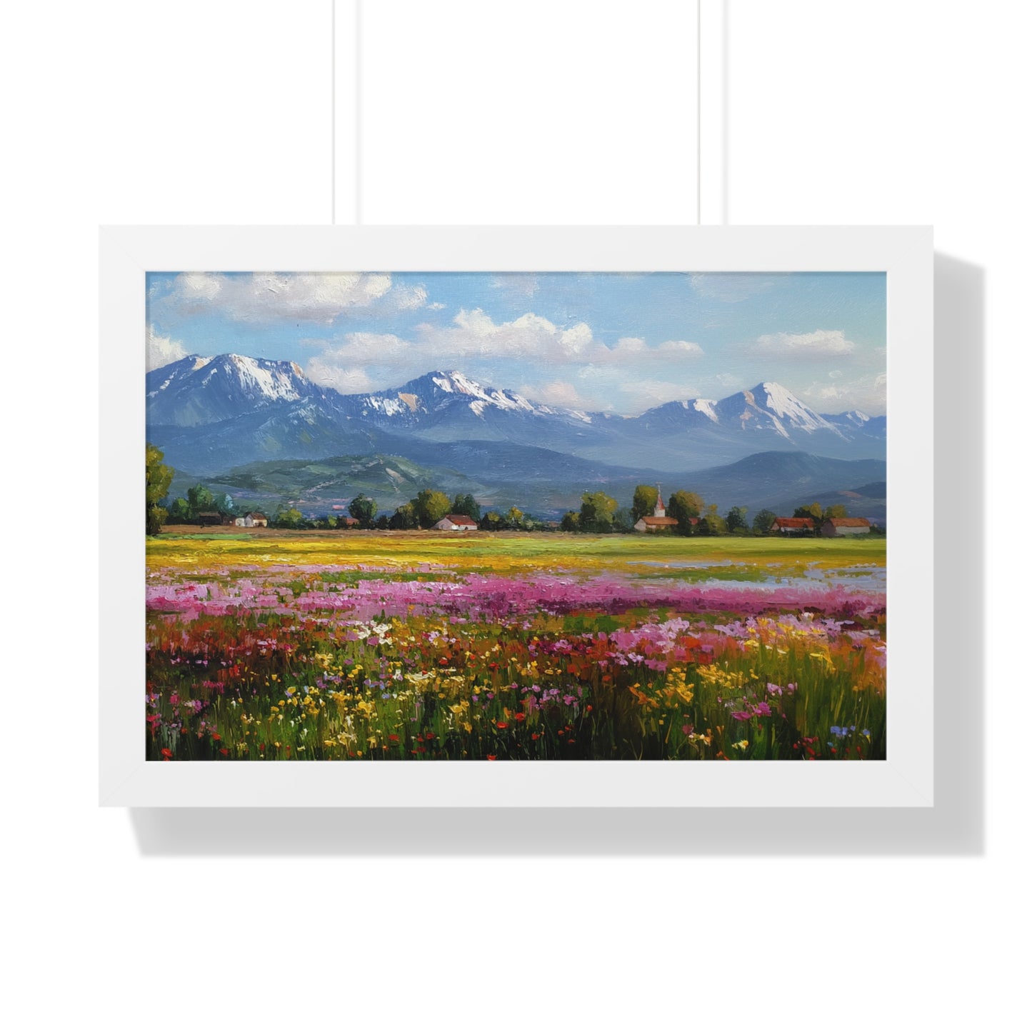 Framed Landscape Print — French Mountain Meadow Wall Art