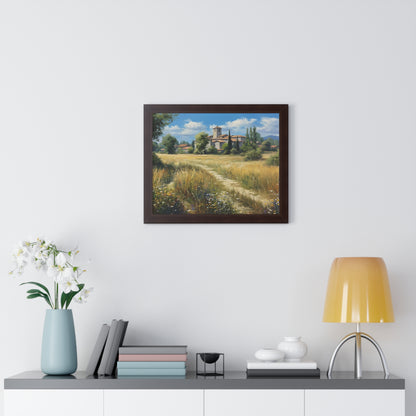 Rustic Countryside Landscape Wall Art - Framed Print for Farmhouse & Living Room