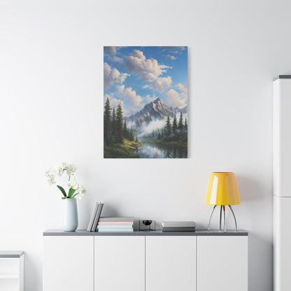 Mountain Lake Canvas Print — Serene Alpine Landscape Wall Art