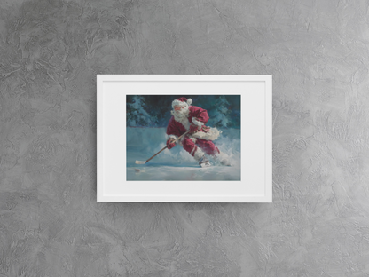 Holiday Hockey Santa Poster