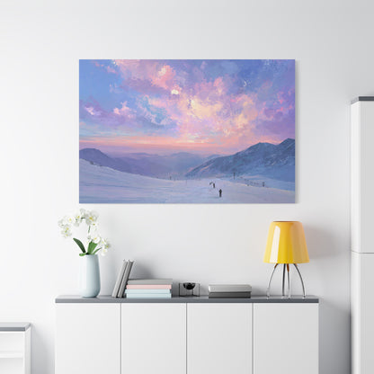 Canvas Art - Skiing Last Run of the Day Landscape