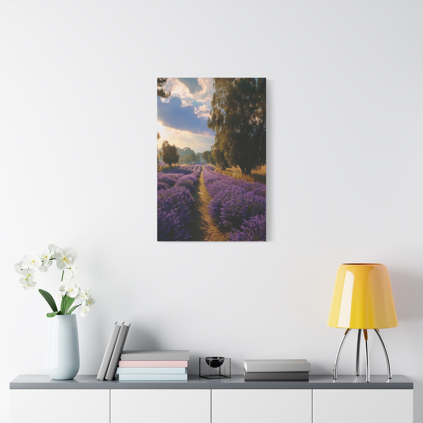 Lavender Field Vertical Canvas Print — Serene Floral Landscape Wall Art