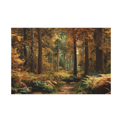 Autumn Forest Path Matte Canvas Wall Art — Stretched 1.25"