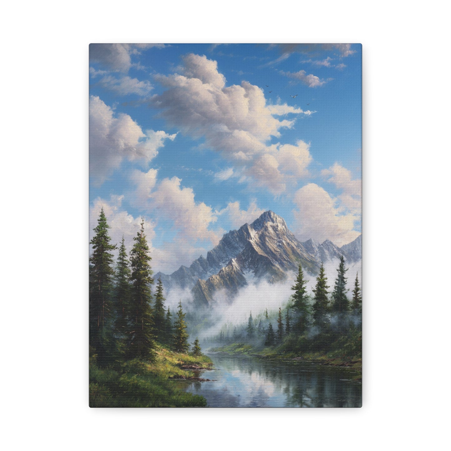 Mountain Lake Canvas Print — Serene Alpine Landscape Wall Art