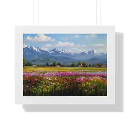 Framed Landscape Print — French Mountain Meadow Wall Art