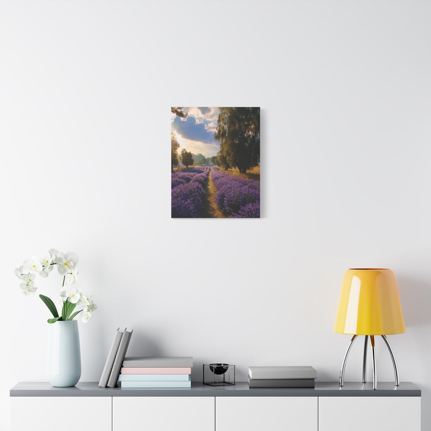 Lavender Field Vertical Canvas Print — Serene Floral Landscape Wall Art