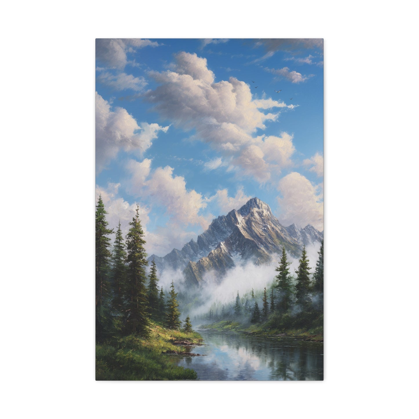 Mountain Lake Canvas Print — Serene Alpine Landscape Wall Art