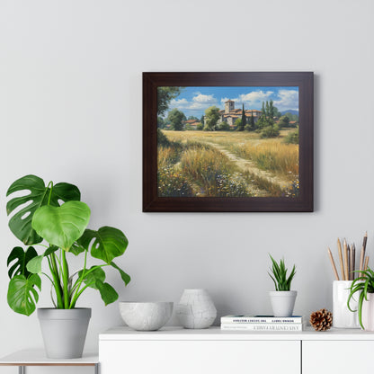 Rustic Countryside Landscape Wall Art - Framed Print for Farmhouse & Living Room