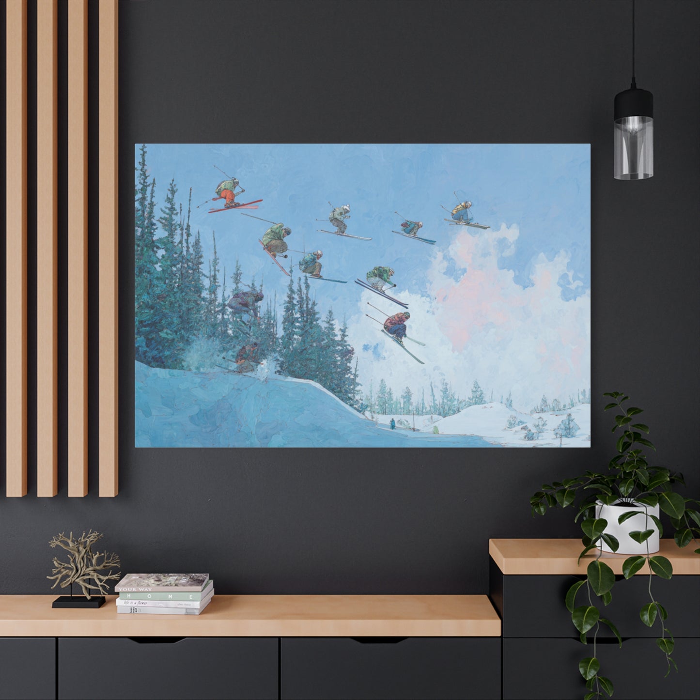 Canvas Print, Skiers Delight Jump Sequence Matte Wall Art, Skiers Gift, Skiing Decor, Winter Sports Poster, Ski Lodge Decoration