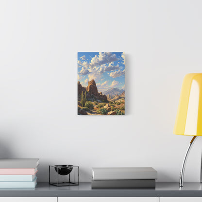 Desert Sunrise Landscape Vertical Canvas Print — Serene Southwest Wall Art