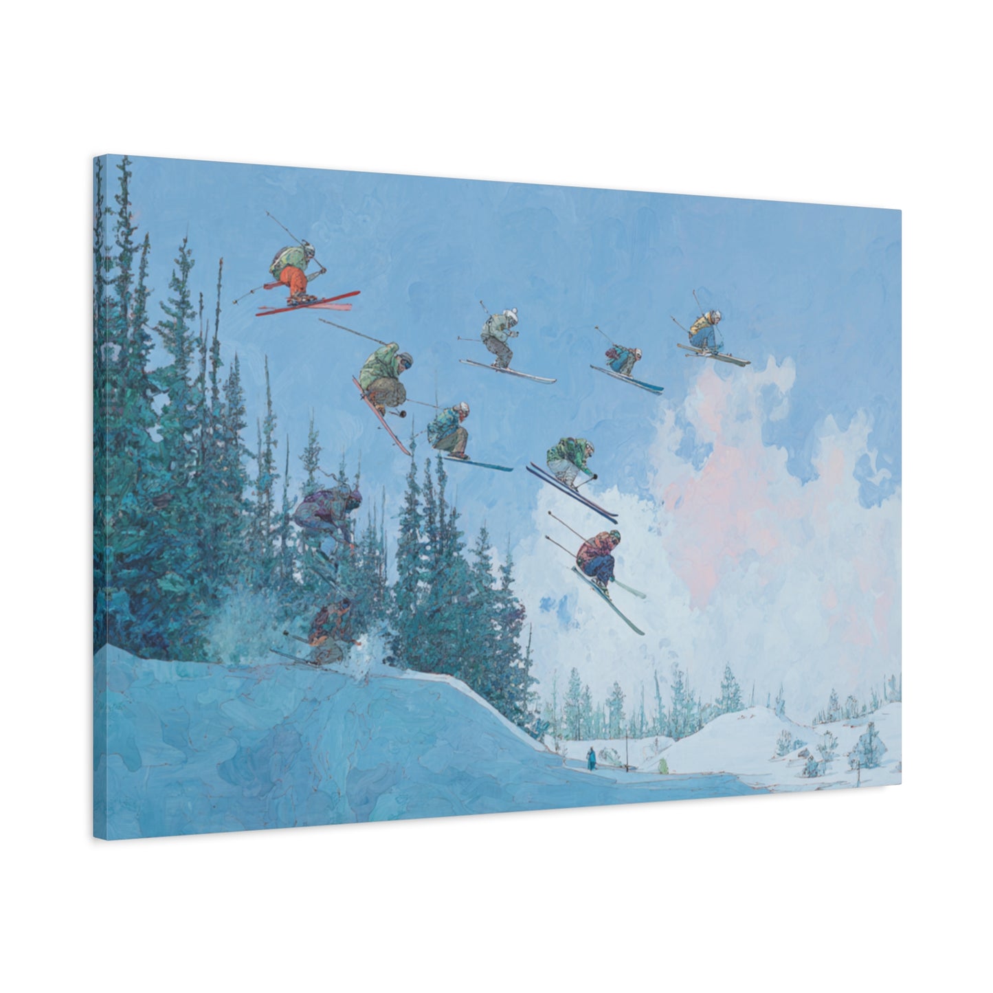 Canvas Print, Skiers Delight Jump Sequence Matte Wall Art, Skiers Gift, Skiing Decor, Winter Sports Poster, Ski Lodge Decoration