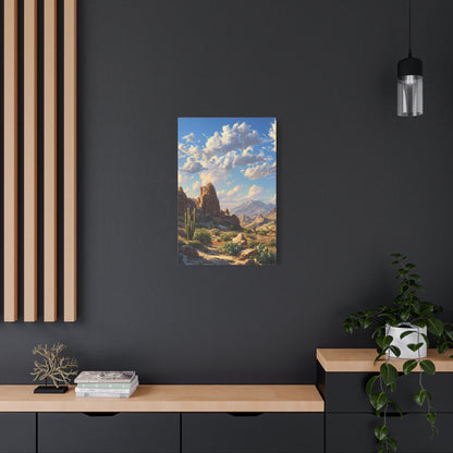 Desert Sunrise Landscape Vertical Canvas Print — Serene Southwest Wall Art