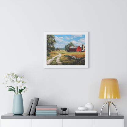 Rustic Red Barn Landscape - Framed Print