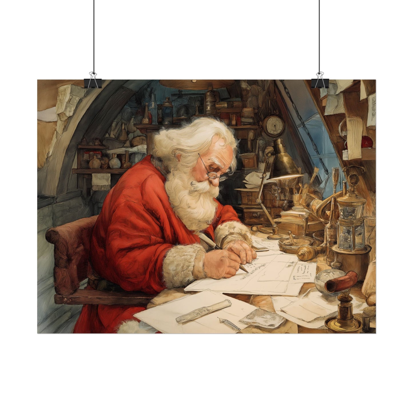 Rolled Poster - Santa Workshop Whimsical Holiday Decor