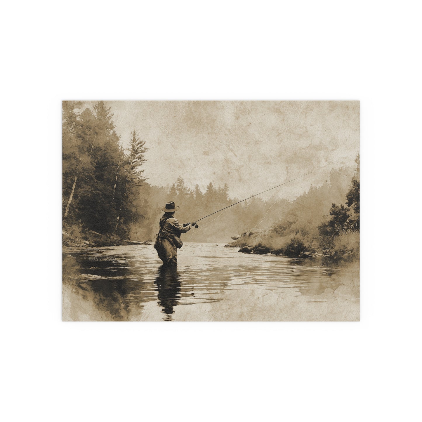 Vintage Fly Fishing - Silk Paper Print