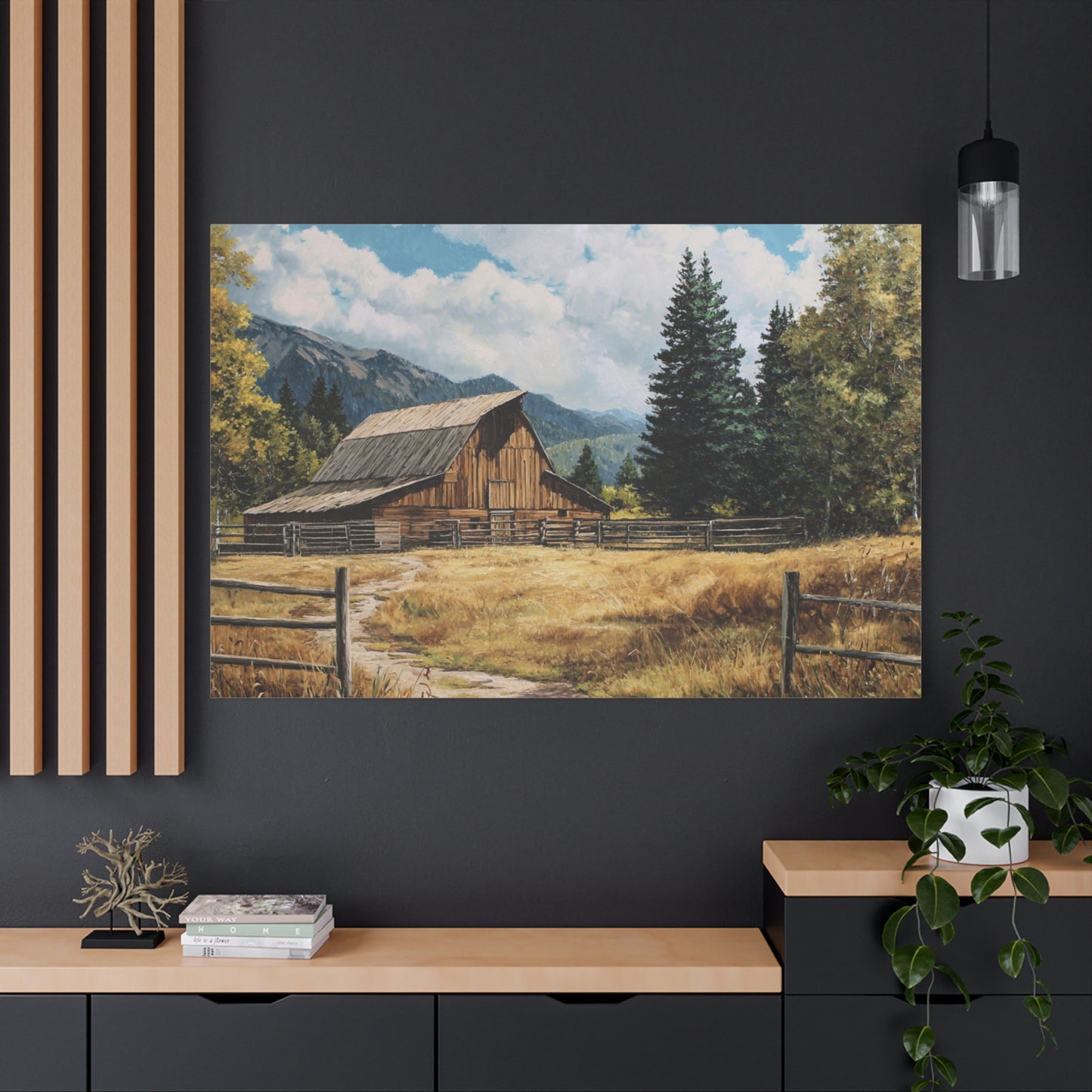 Rustic Barn Canvas Wall Art — Country Landscape Matte Stretched Print