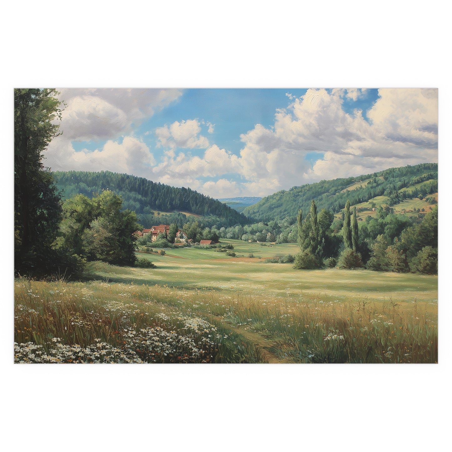 French Countryside Meadow — Silk Paper Print