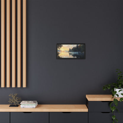 Sunrise Lake Framed Canvas Print — Forest Reflection Wall Art
